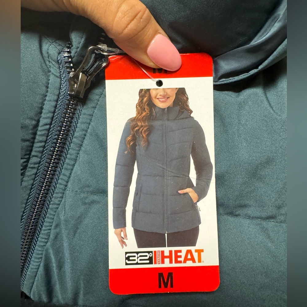 NWT Heat Tech Teal Hooded Coat